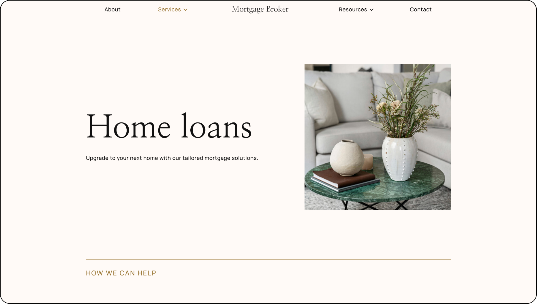 Luxury Broker Website Template - Select from a range of mortgage broker services