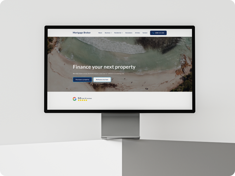 Basic Mortgage Broker Website Template - Look and feel on desktop