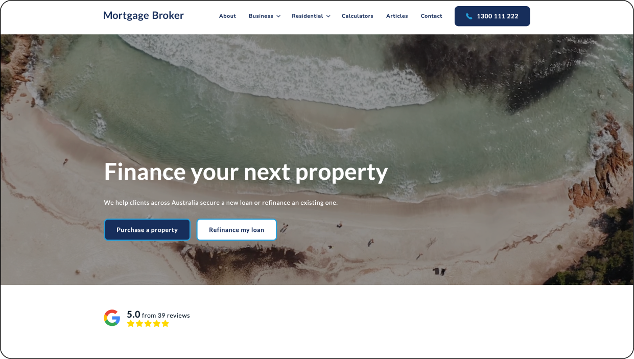 Basic Mortgage Broker Website Template - Homepage website design