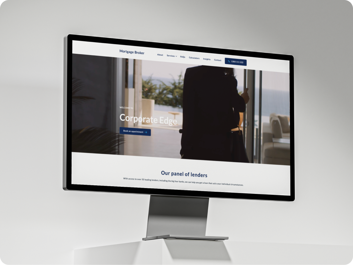 Corporate Edge Mortgage Broker Website Template - Look and feel on desktop