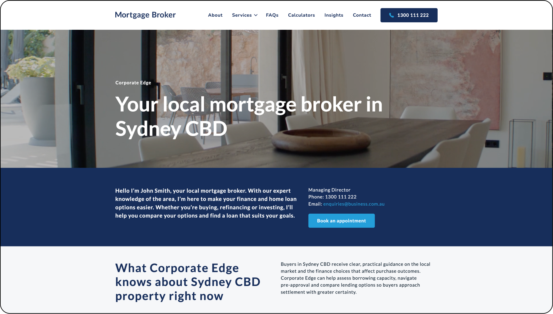 Corporate Edge Mortgage Broker Website Template - Hyper local location page