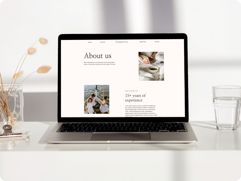 Luxury Mortgage Broker Website Template - Sample mobile and responsive look and feel on laptop device