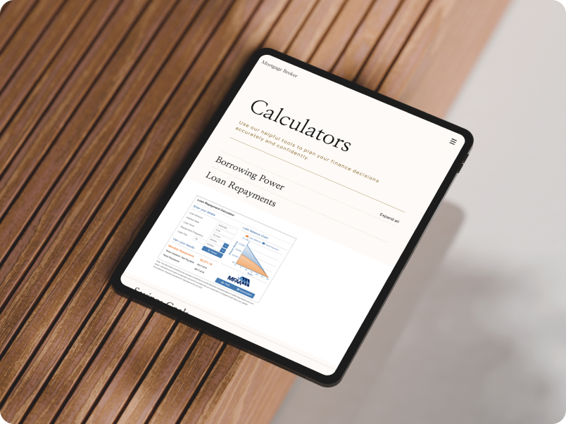 Luxury Mortgage Broker Website Template - Sample mobile and responsive look and feel of the calculator feature