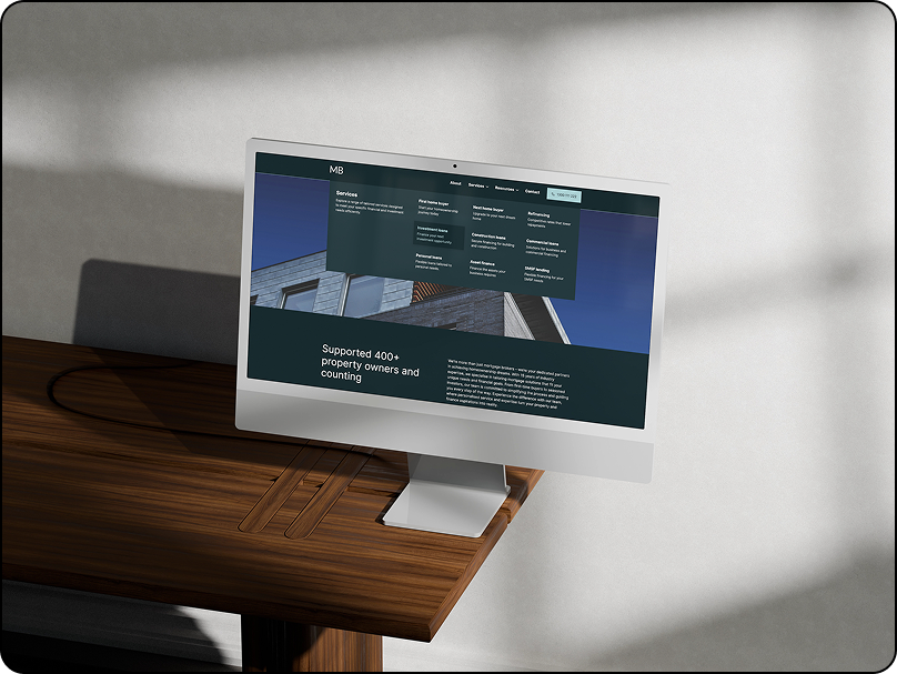 Premium Mortgage Broker Website Template design with a mega menu to include all services