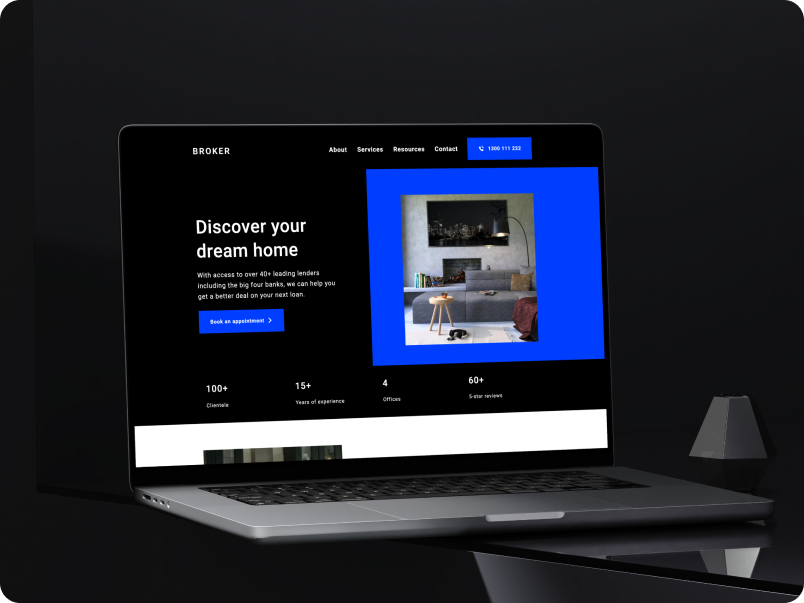 Modern Mortgage Broker Website Template - Look and feel on desktop