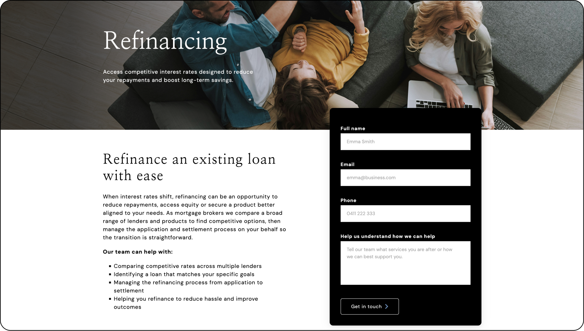 Dreamweaver Mortgage Broker Website Template - Dynamic forms for mortgage broker lead generation
