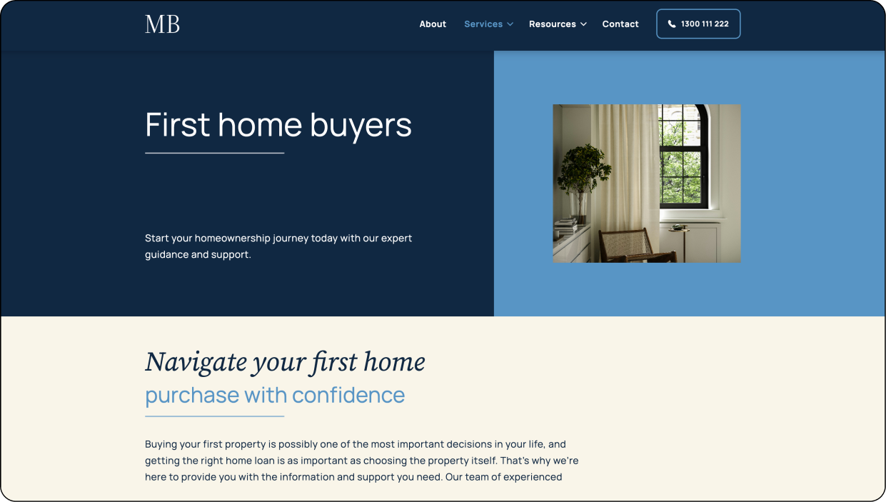 Classic Mortgage Broker Website Template - Select from a range of mortgage broker services