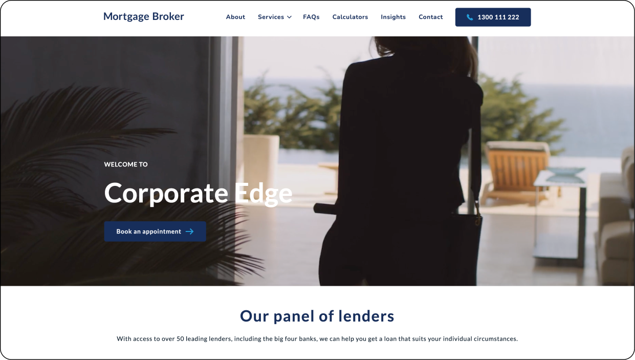 Corporate Edge Mortgage Broker Website Template - Homepage