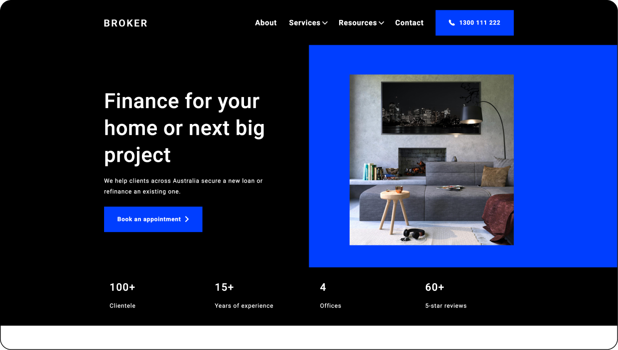 Modern Mortgage Broker Website Template - Homepage
